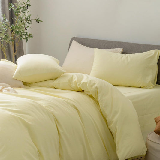 Pillowcases Set of 2 Washed Cotton Linen Feel Envelope Closure