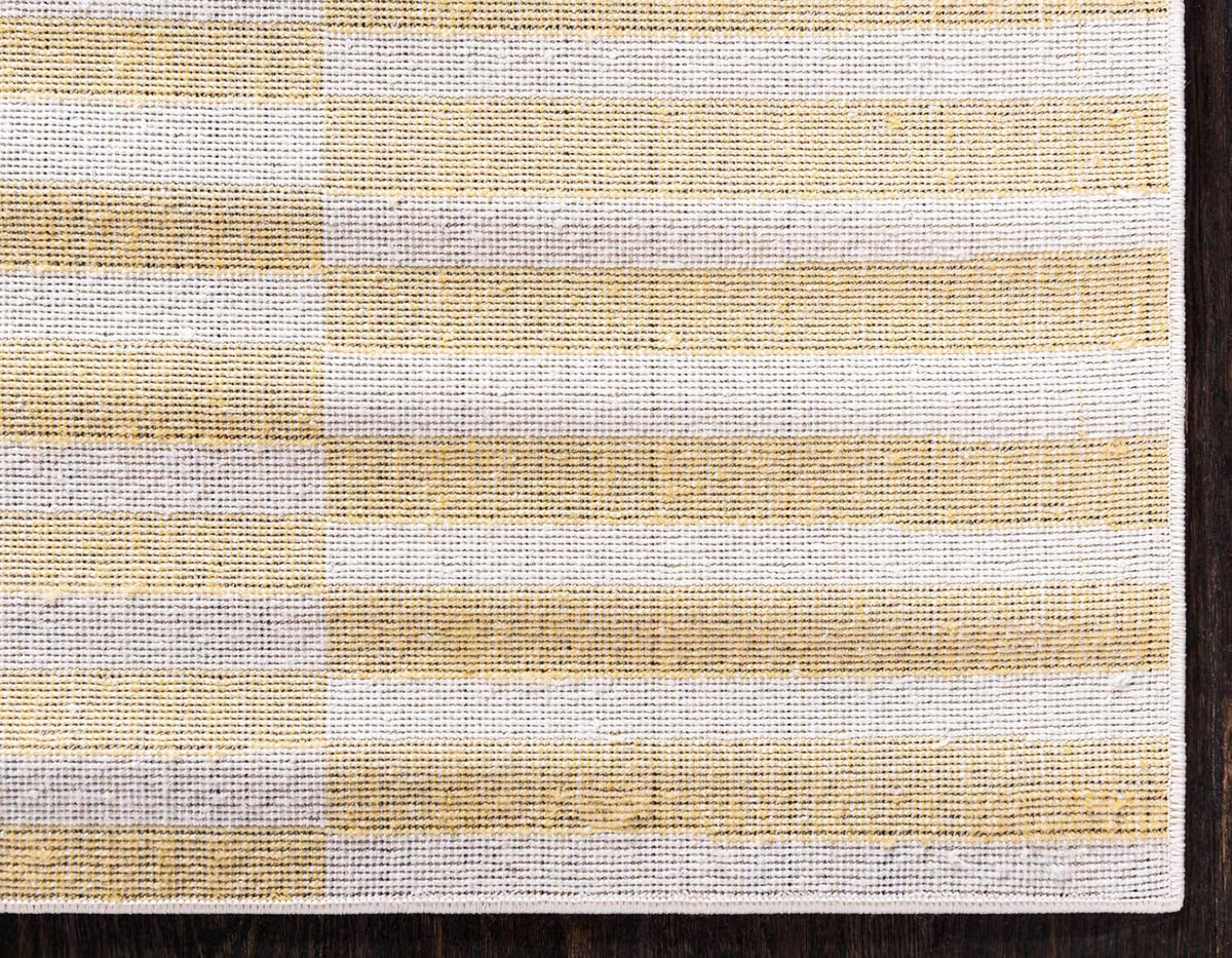 Williamsburg Collection Casual Transitional Thick Alternating Stripes Area Rug (4' 1 x 6' 1 Rectangular, Yellow/Beige)