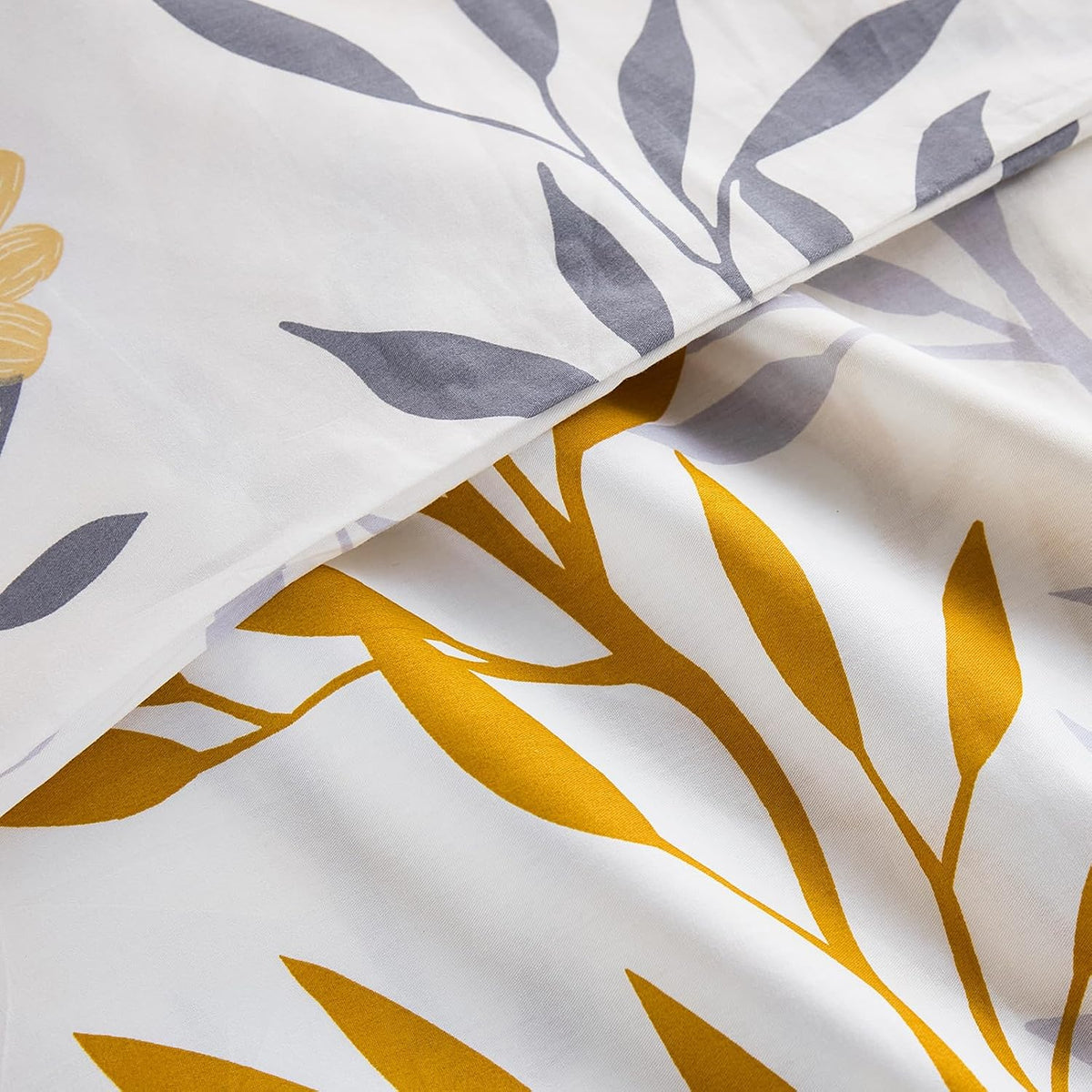 Standard Size Pillowcases Set of 2, 100% Cotton Pillow Cases, Yellow Floral Print, Soft Breathable Envelope Closure Pillow Covers(Standard, 20"x26")