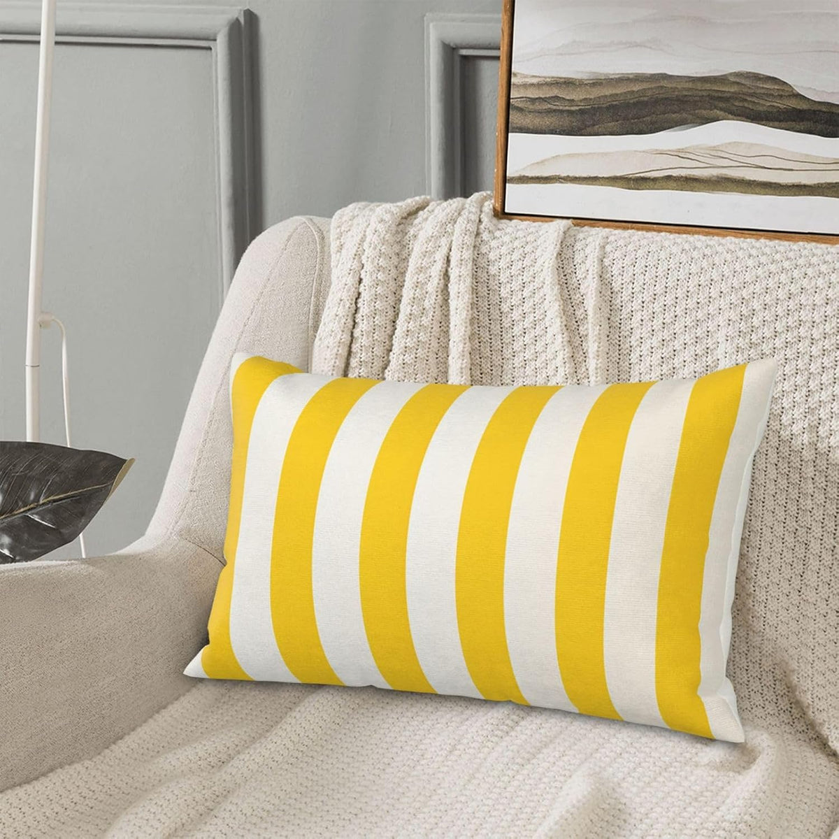Lemon Yellow Stripes Standard Pillowcases Sets of 2, Ultra Soft Microfiber Plush Pillow Cases 20"X30" Comfort Decorative Throw Pillow Cover with Hidden Zipper for Bedroom, Sofa, Couch