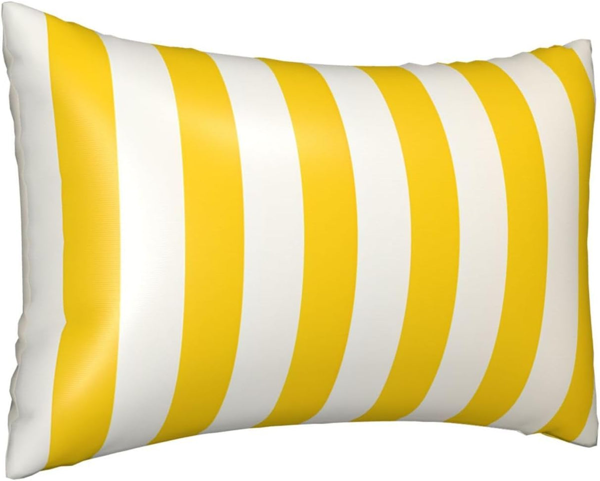 Silk Pillow Cases Set of 2, 20x30 Inches Queen Pillowcase for Hair and Skin, Soft Satin Bed Pillow Protector Covers with Hidden Zipper, Lemon Yellow Stripes Pillow Cover for Sleeping Gift