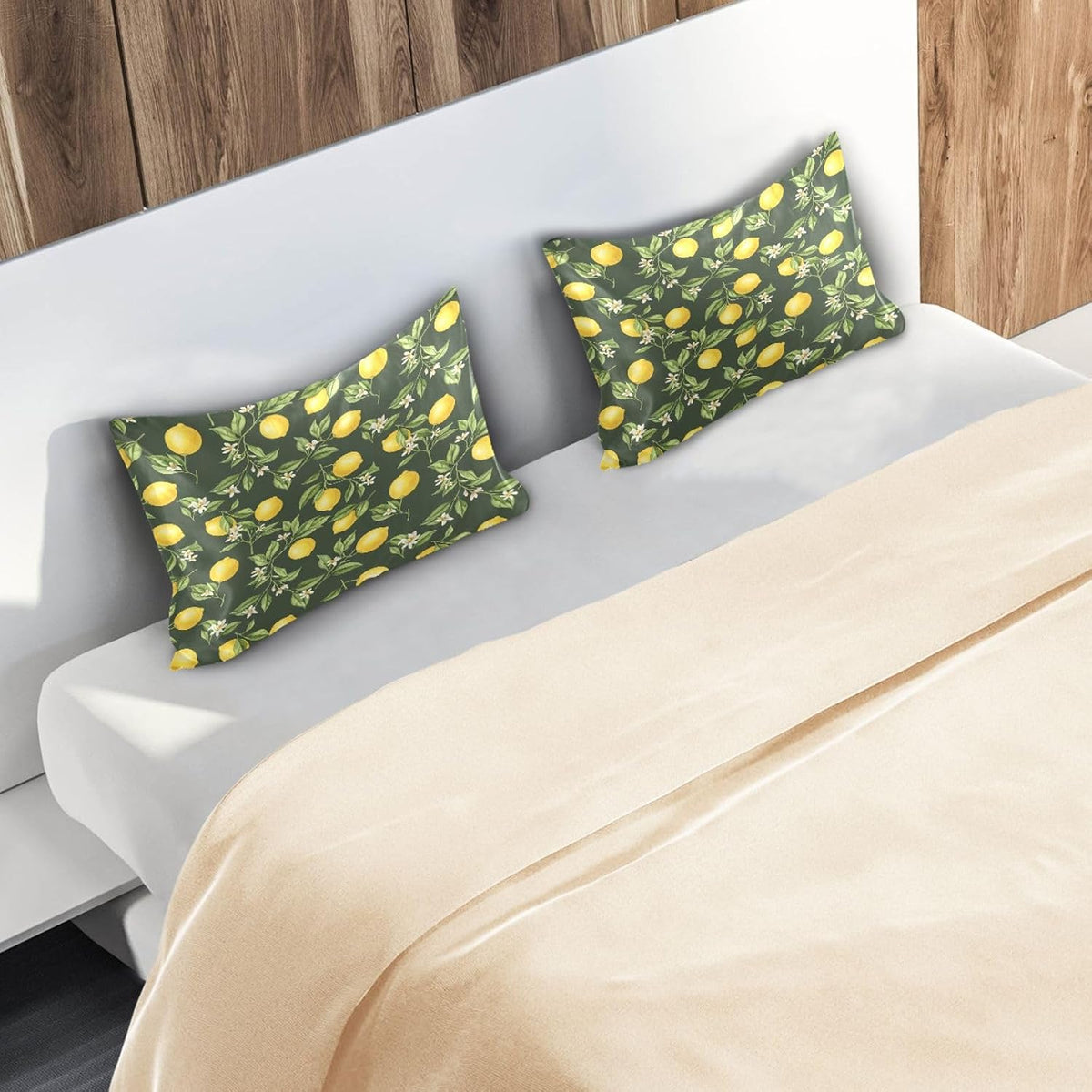 Ripe Yellow Lemons Satin Pillowcase for Hair and Skin Soft Breathable Wrinkle-Free Pillow Cases with Envelope Closure Cooling Pillow Covers for Sleeping Standard Size