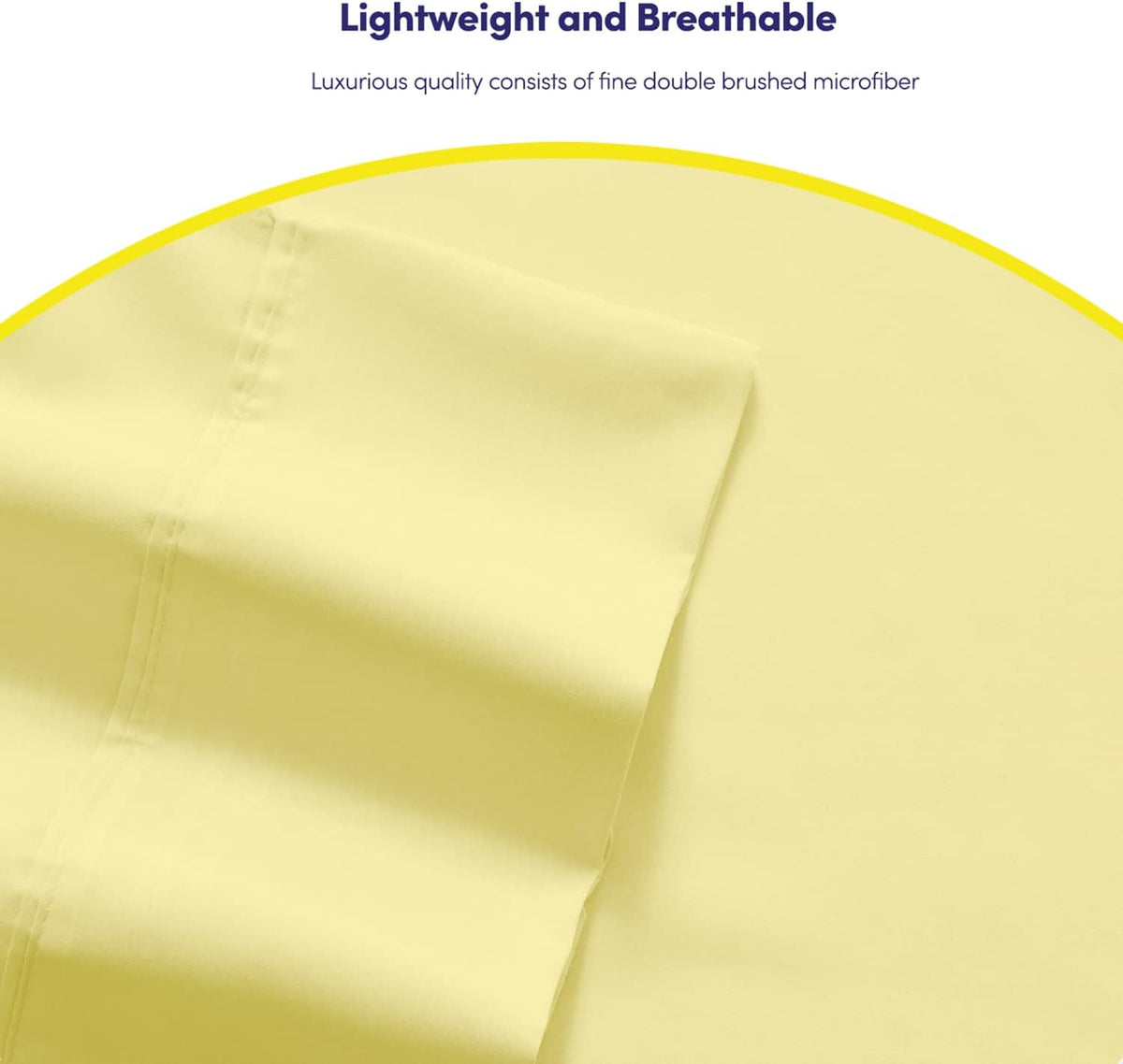 6 Piece Bed Sheet Set, Twin, Pale Yellow