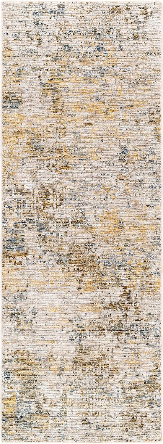 Turing Living Room, Bedroom Area Rug - Abstract Distressed Faded Overdyed - Contemporary Modern Transitional Boho - Tan, Light Sage, Sage, Beige, Yellow - 5' x 7'5"