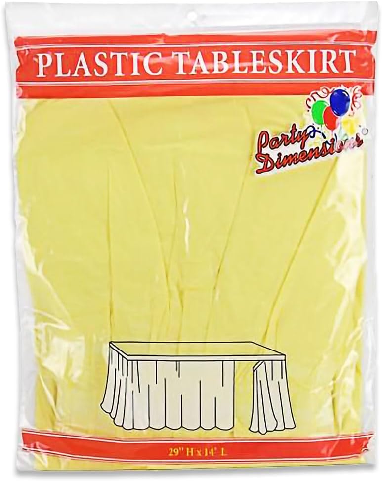 Plastic Table Skirt, 29 inches by 14 feet Yellow