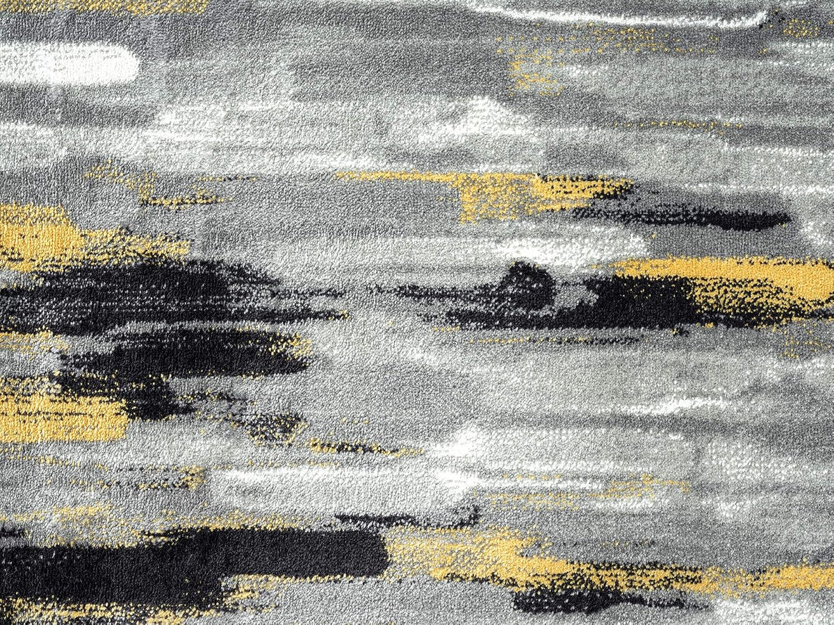 Porto PRT140C Contemporary Grey and Yellow Abstract Area Rug 4' x 6'