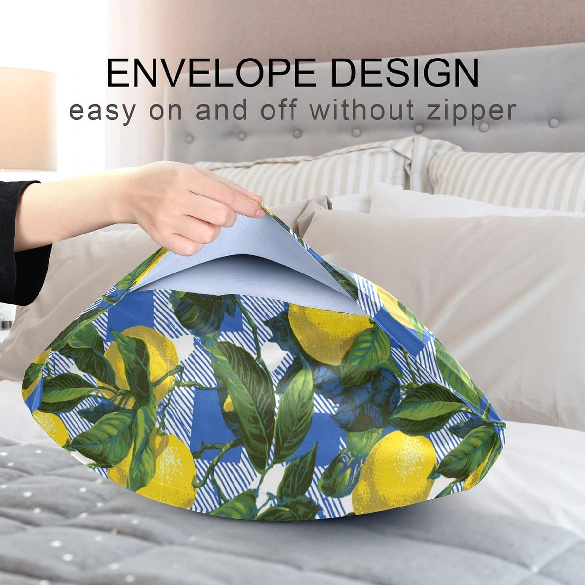 Satin Pillowcase 1 Pack Lemon Yellow Citrus Fruits (34) Similar to Silk Pillow Cases, 20" x 26" Soft Smooth Breathable Cool Pillow Cover for Hair and Skin, Standard Size