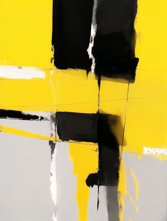 Bright Yellow Black Light Grey Modern Abstract Art Aesthetic Indoor Rugs 4x6 for Living Room Bedroom Dining Room Washable Non Shedding Faux Wool Soft Carpet Dorm Farmhouse Vibrant Geometric Area Rug