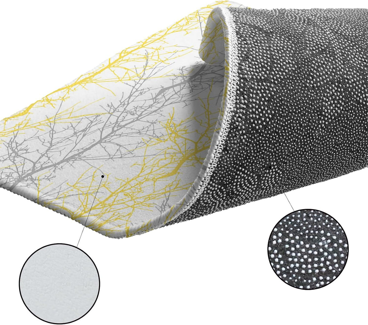Forest Branch Round Area Rug 4ft,Washable Outdoor Indoor Carpet Runner Rug for Bedroom,Kitchen,Bathroom,Living/Dining/Laundry Room,Office,Area+Rug Large Bath Door Mat Winter Tree Geometric Yellow Grey