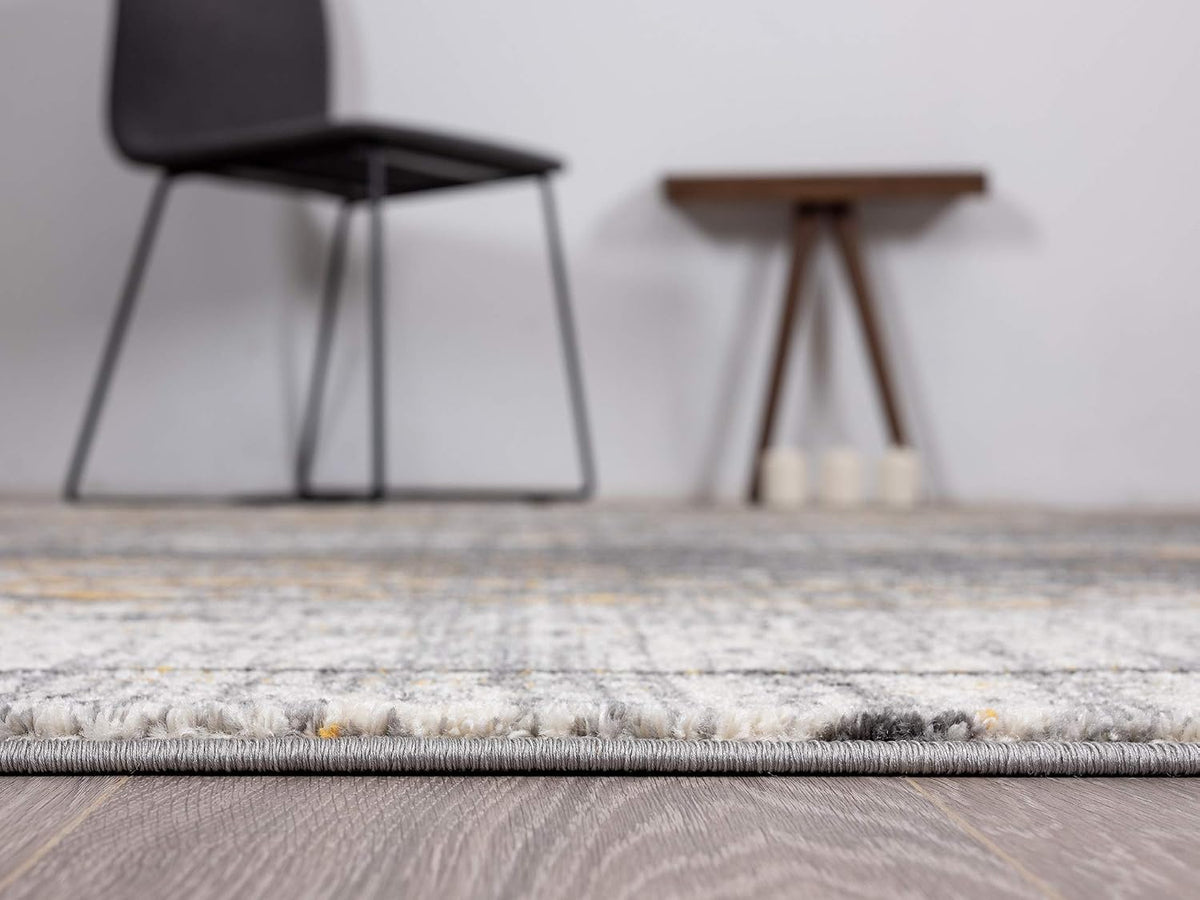 Rugs Grey & Yellow Painted Pattern Area Rug Bold Rugged Contemporary Modern Style Accent, Laguna Collection | Turkish Made Superior Comfort & Construction | Stain Shed Resistant (6' x 9')