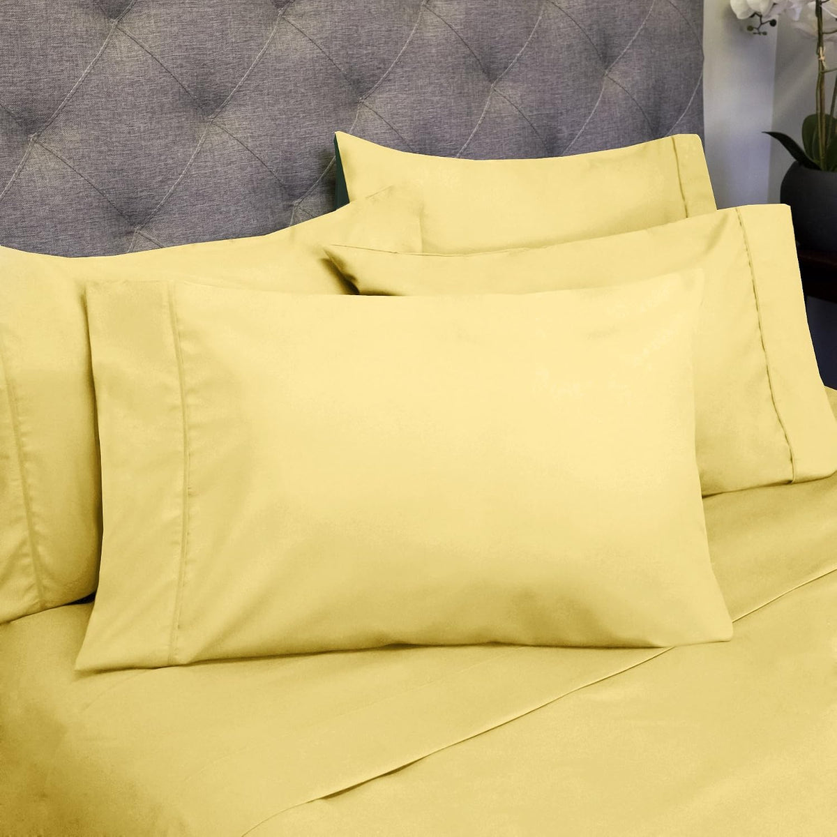 Full Size Bed Sheets - 6 Piece 1500 Supreme Collection Fine Brushed Microfiber Deep Pocket Full Sheet Set Bedding - 2 Extra Pillow Cases, Great Value, Full, Yellow