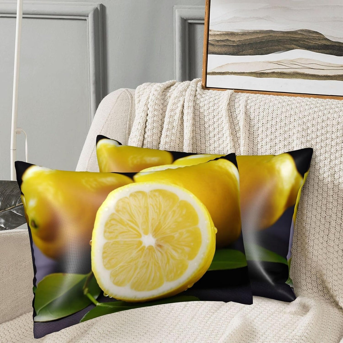 Satin Pillowcase for Hair and Skin Silk Pillow Cases Queen Size Satin Pillow Cover 20x30 Inches Yellow Lemon Pillowcases with Zipper Cooling Pillow Cases Gifts for Women Men