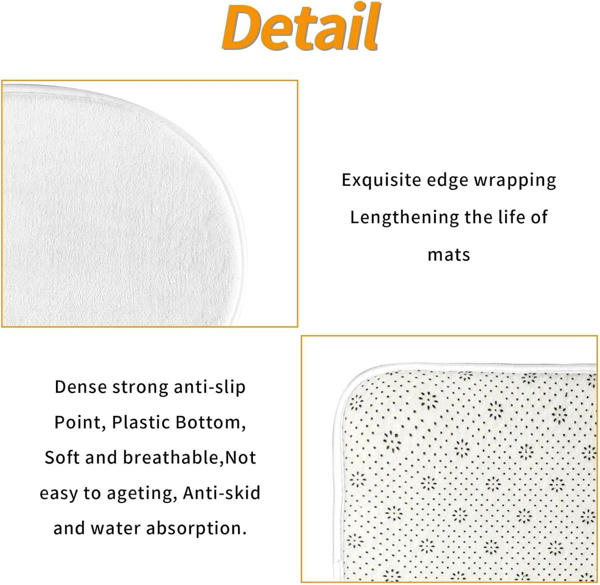 3 Pieces Bath Rug Set, Black White & Yellow Stripe Bathroom Mat Set Non Slip & Absorbent Bath Carpet, U Shaped Contour Rug & Toilet Lid Cover