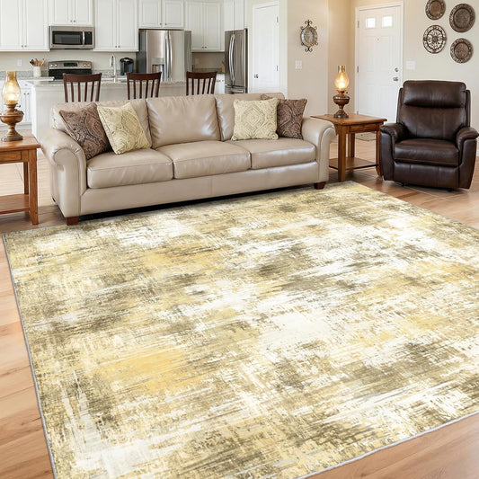 5x7Ft Living Room Area Rugs Anti-Slip Abstract Rug Stain-Resistant Carpet