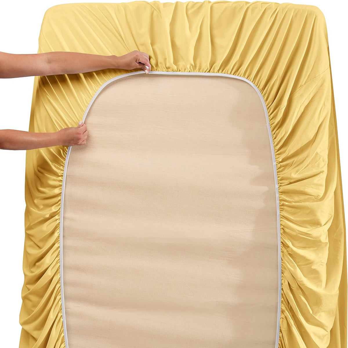 Twin XL Sheets, 5 Piece Set - Hotel Luxury Bed Sheets, Super Soft Bedding Set, Twin XL Size, Mellow Yellow