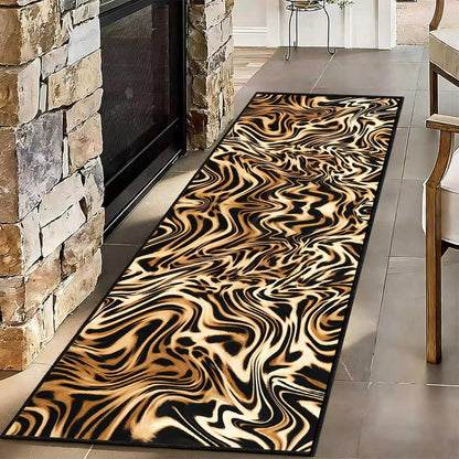 Tiger Stripe Washable Runner Rugs,2x8ft,Black Yellow with TPR Rubber Backing Non Slip Runner Rug for Hallway Kitchen Thin Durable Pet Friendly Bedroom Western Long Bathroom Rug