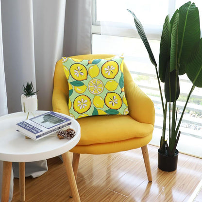 Yellow Lemon Microfiber Pillow Cases 1 Pack Satin Pillowcase with Zipper Closure for Living Room 18x18