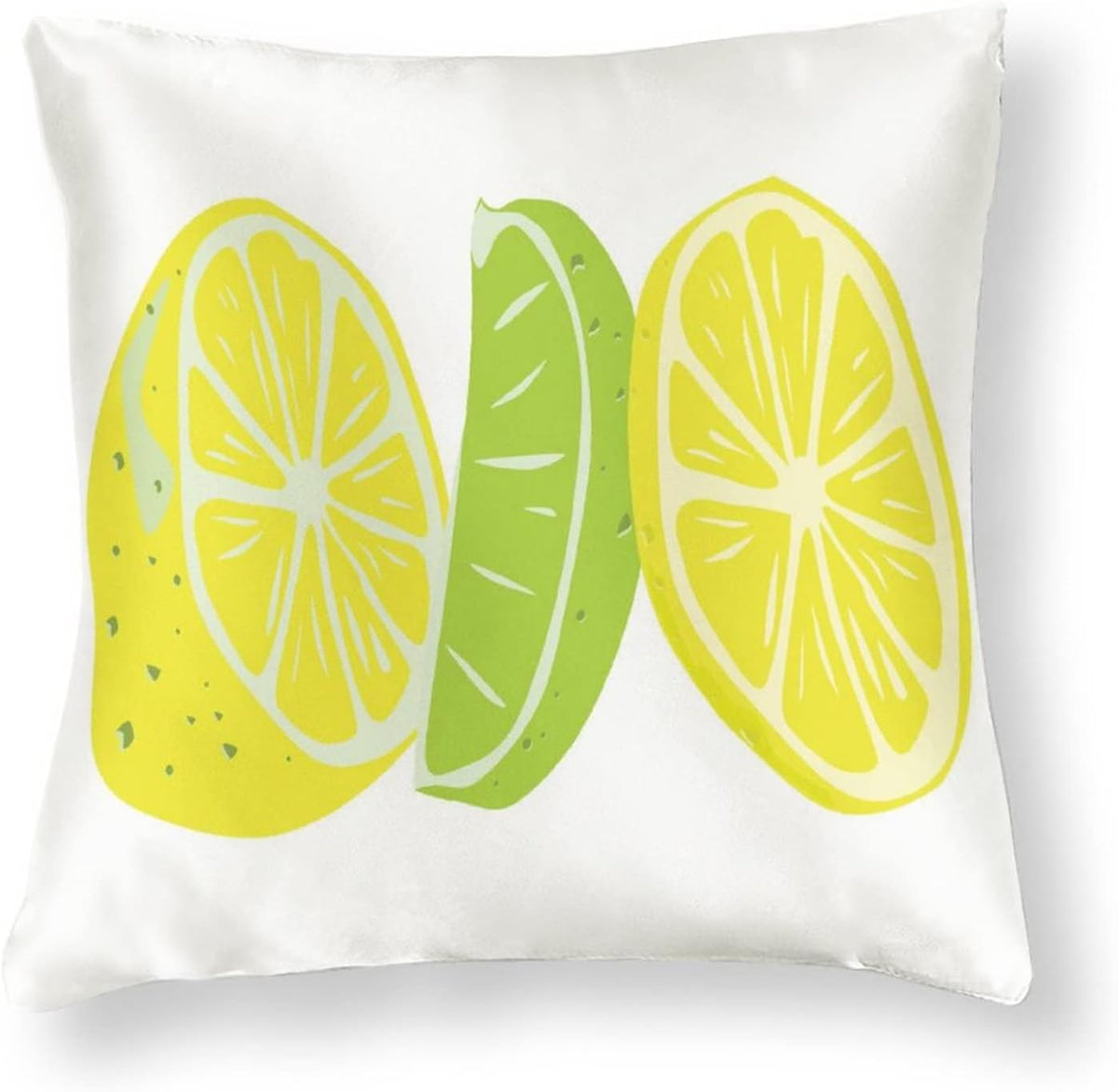 Satin Modern Cushion Case Yellow Green Lemon Throw Pillow Covers Lemon Summer Outdoor Throw Pillow Covers Hidden Zipper Cushion Case for Sofa Couch 16"x16" Soft Cooling Printed Pillow Cases