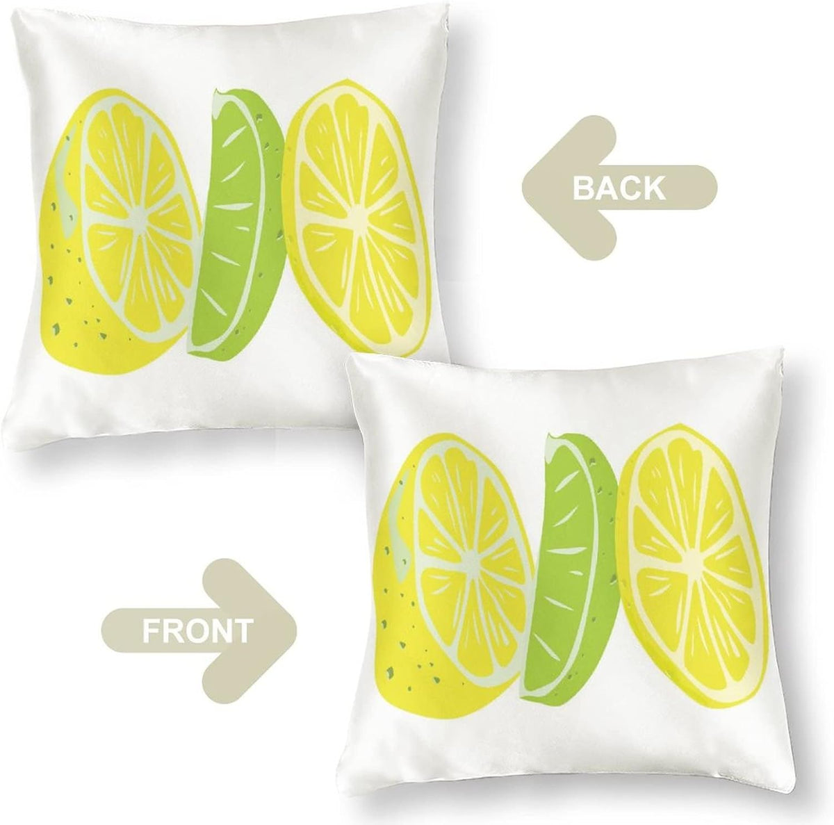 Satin Modern Cushion Case Yellow Green Lemon Throw Pillow Covers Lemon Summer Outdoor Throw Pillow Covers Hidden Zipper Cushion Case for Sofa Couch 16"x16" Soft Cooling Printed Pillow Cases