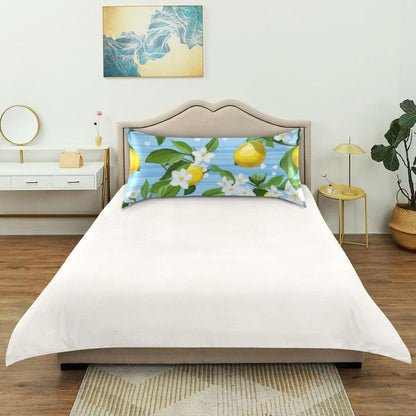 Yellow Lemon Flower Satin Pillowcase for Hair and Skin Body Pillow Covers Standard Size 20"X26" Similar to Silk Pillow Cases with Envelope Closure for Pillow