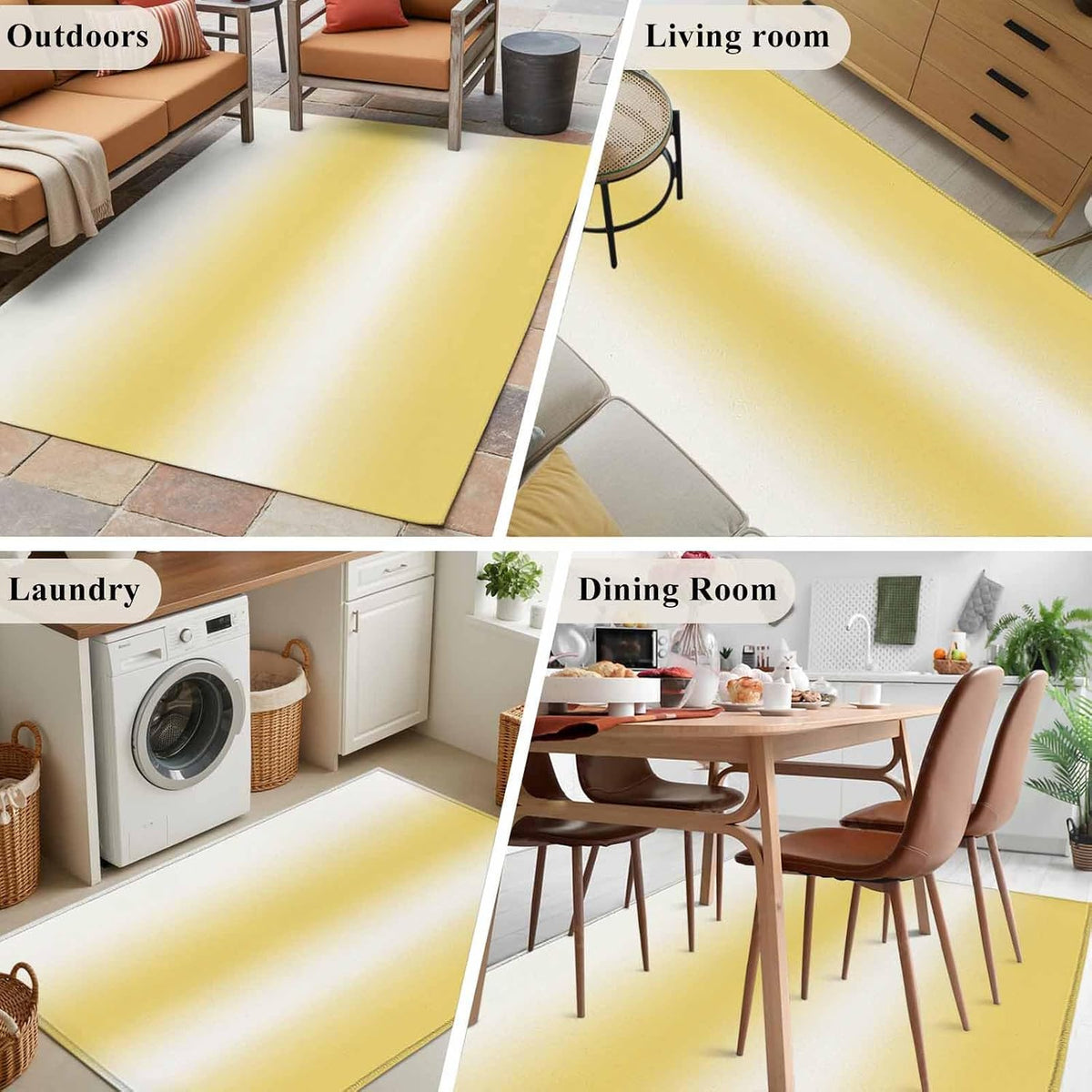 Area Rug Abstract Yellow Gradient Non-Slip Indoor Area Rug Modern Summer Gold Sun Washable Decorative Floor Carpet for Bedroom Living Room