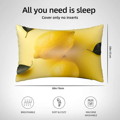 Satin Pillowcase for Hair and Skin, Yellow Lemon Pillow Cover Queen Size 20x30 Inch Soft Smooth Breathable Cooling Silky Pillow Cases with Hidden Zipper, Gifts for Women Men