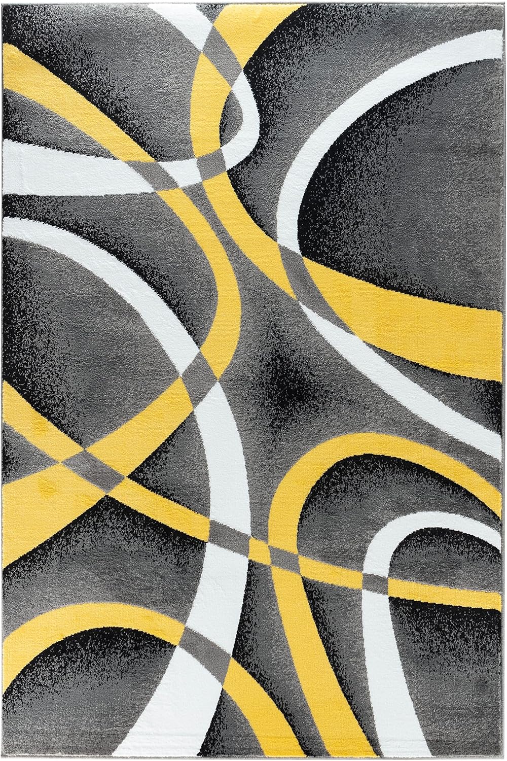 Area Rug 4x6 Yellow Door Mat Modern Swirls Carpet Bedroom Living Room Contemporary Dining Accent Sevilla Collection 4816