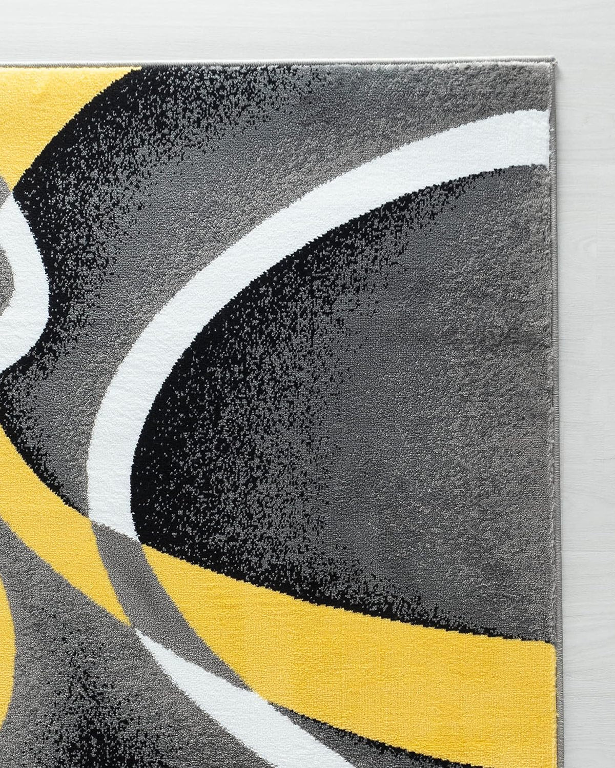 Area Rug 4x6 Yellow Door Mat Modern Swirls Carpet Bedroom Living Room Contemporary Dining Accent Sevilla Collection 4816