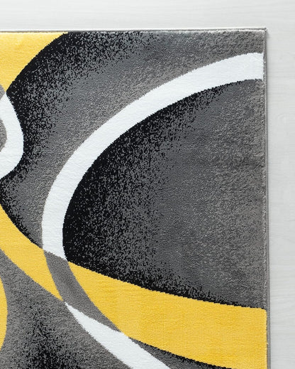Area Rug 4x6 Yellow Door Mat Modern Swirls Carpet Bedroom Living Room Contemporary Dining Accent Sevilla Collection 4816