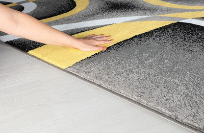 Area Rug 4x6 Yellow Door Mat Modern Swirls Carpet Bedroom Living Room Contemporary Dining Accent Sevilla Collection 4816