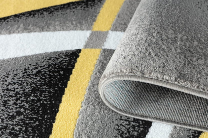 Area Rug 4x6 Yellow Door Mat Modern Swirls Carpet Bedroom Living Room Contemporary Dining Accent Sevilla Collection 4816