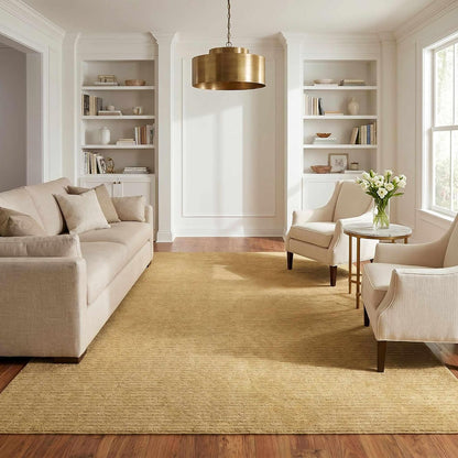 Levent Living Room, Bedroom Area Rug - Striped - Contemporary Modern Minimalist Transitional Tone - Mustard, Yellow, Tan, Neutral, Earth - 7'10" x 10'