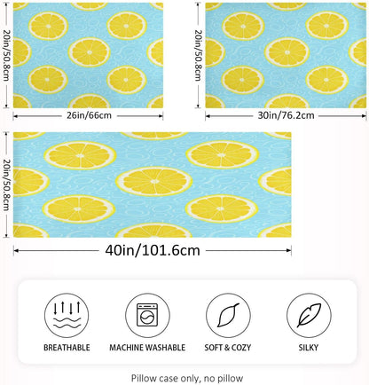 Yellow Lemons Satin Pillowcase for Hair and Skin Silk Pillowcase - Slip Cooling Satin Pillow Covers with Envelope Closure, Standard Size(20x26 inches)#291