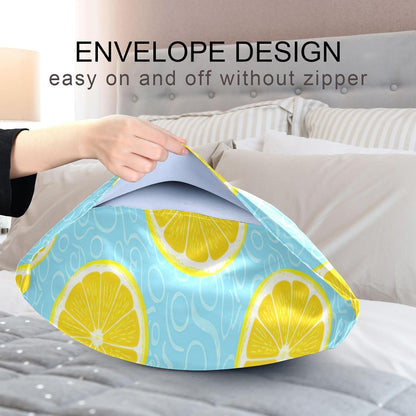 Yellow Lemons Satin Pillowcase for Hair and Skin Silk Pillowcase - Slip Cooling Satin Pillow Covers with Envelope Closure, Standard Size(20x26 inches)#291