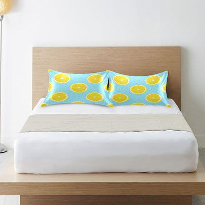 Yellow Lemons Satin Pillowcase for Hair and Skin Silk Pillowcase - Slip Cooling Satin Pillow Covers with Envelope Closure, Standard Size(20x26 inches)#291