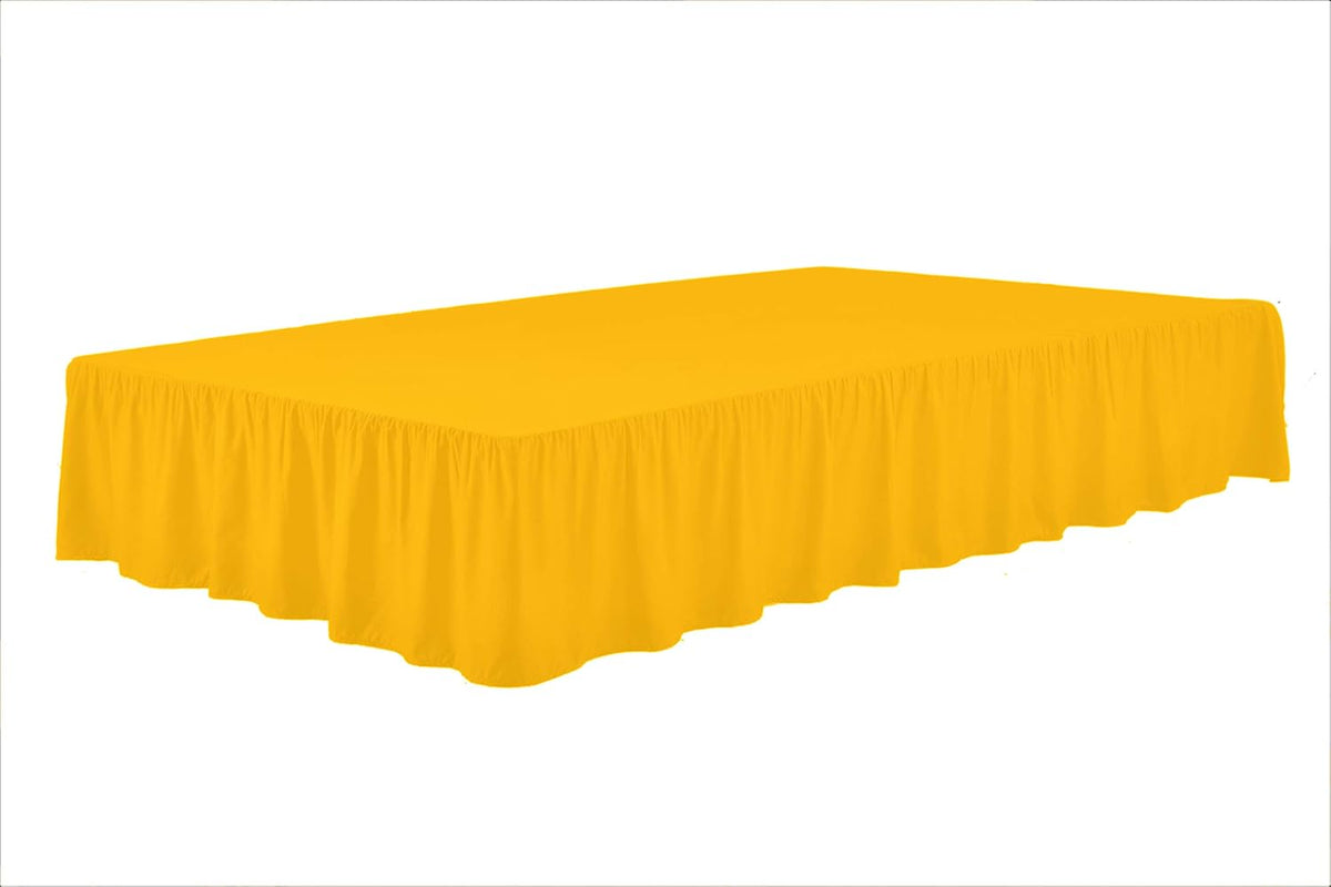 Sheets & Beyond Wrap Around Solid Microfiber Luxury Hotel Quality Fabric Bedroom Gathered Ruffled Bedding Bed Skirt 14 Inch Drop (Full, Yellow)