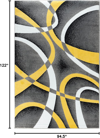 Area Rug Modern 8x10 Yellow Soft Contemporary Floor Carpet for Indoor Living Dining Room and Bedroom Area