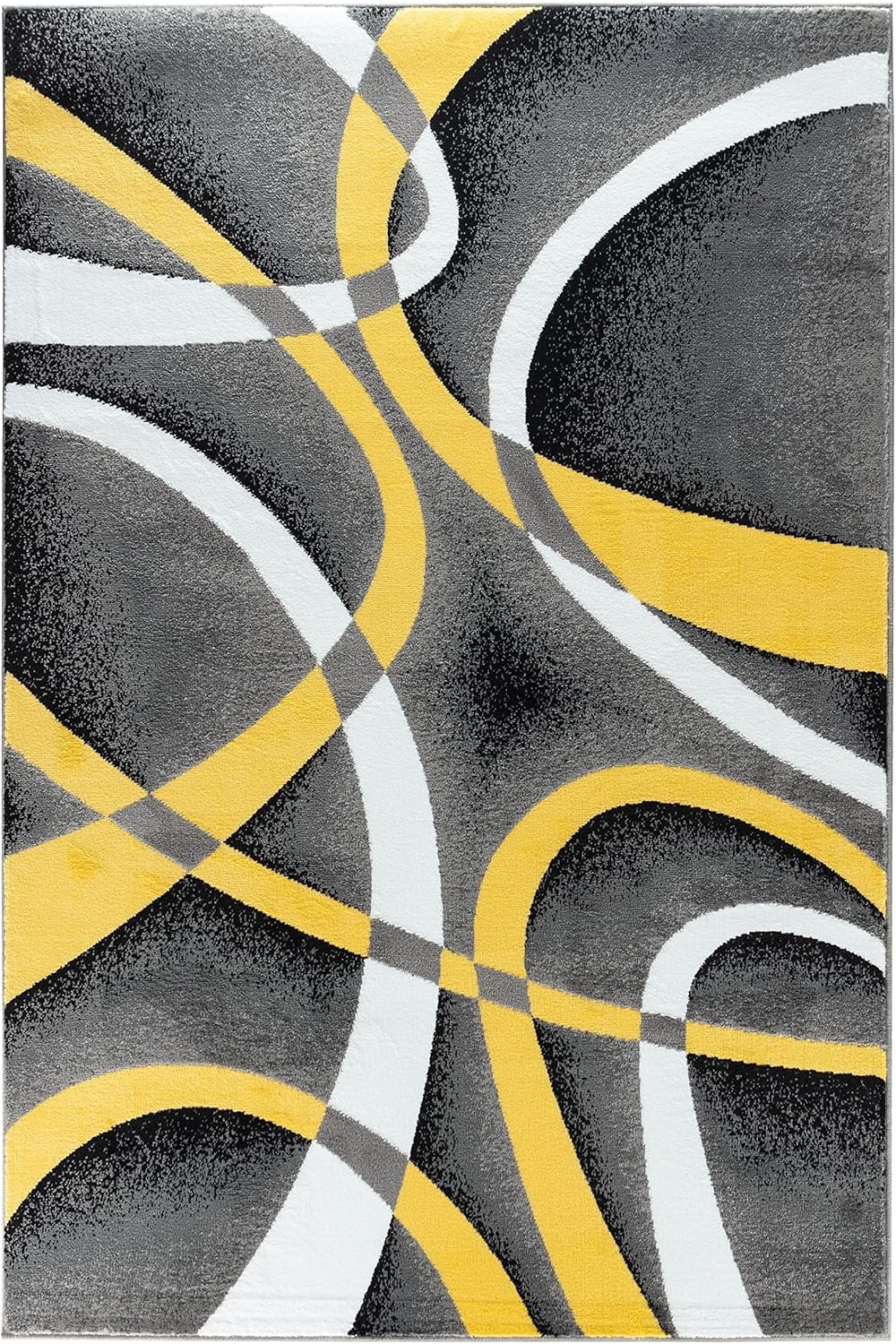 Area Rug Modern 8x10 Yellow Soft Contemporary Floor Carpet for Indoor Living Dining Room and Bedroom Area