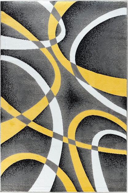 Area Rug Modern 8x10 Yellow Soft Contemporary Floor Carpet for Indoor Living Dining Room and Bedroom Area