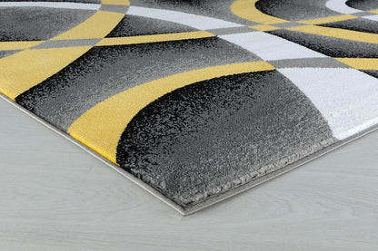 Area Rug Modern 8x10 Yellow Soft Contemporary Floor Carpet for Indoor Living Dining Room and Bedroom Area