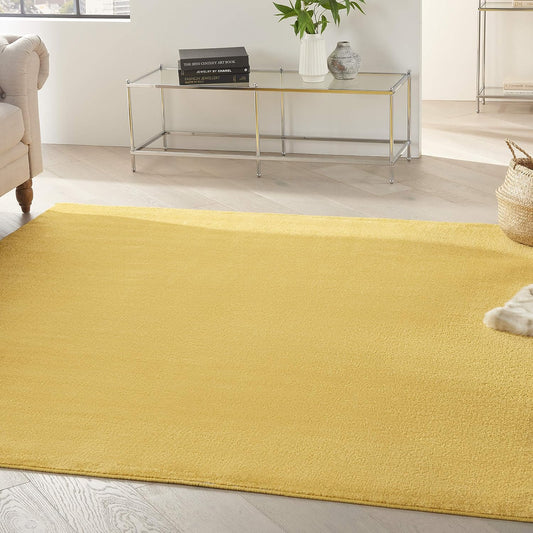 Nourison Essentials Yellow 5' x Square Area Rug - Easy Clean, Non Shedding, Bed Room, Living Room, Dining Room, Kitchen (5' x Square)