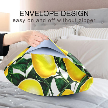 Yellow Lemons Satin Pillowcase for Hair and Skin Silk Pillowcase - Slip Cooling Satin Pillow Covers with Envelope Closure, Standard Size(20x26 inches)#394