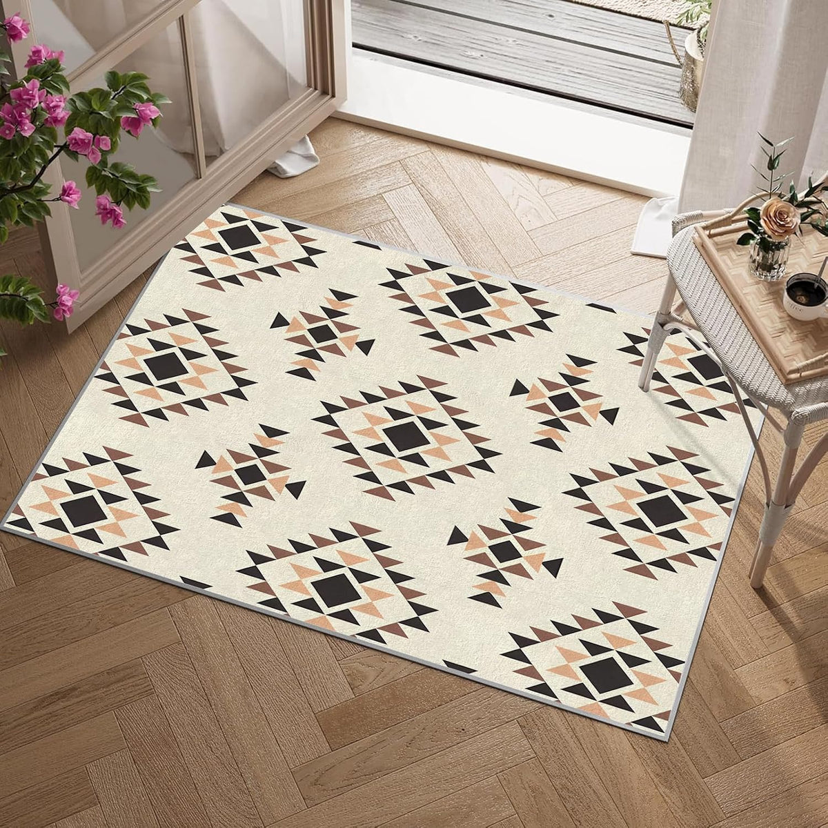 3x4ft Minimalism Area Rug – Premium Low Pile Non-Slip Carpet for Living Room, Bedroom & Office – Abstract Geometry,Washable Contemporary Home Decor Rug Yellow