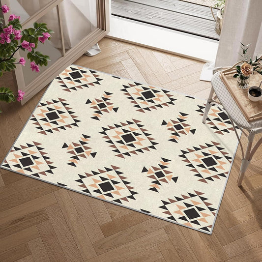 3x4ft Minimalism Area Rug – Premium Low Pile Non-Slip Carpet for Living Room, Bedroom & Office – Abstract Geometry,Washable Contemporary Home Decor Rug Yellow