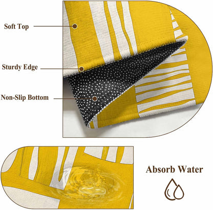 Minimalist Art Line 5'x7' Area Rugs, Yellow Linear Abstract Composition Washable Area Rugs Non-Slip Indoor Floor Mats Carpet for Living Room Bedroom Dining Room
