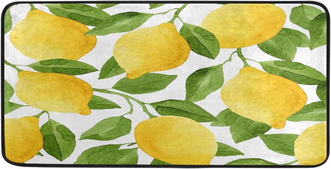 Kitchen Rugs Lemon Yellow Tree Design Non-Slip Soft Kitchen Mats Bath Rug Runner Doormats Carpet for Home Decor, 39" X 20"