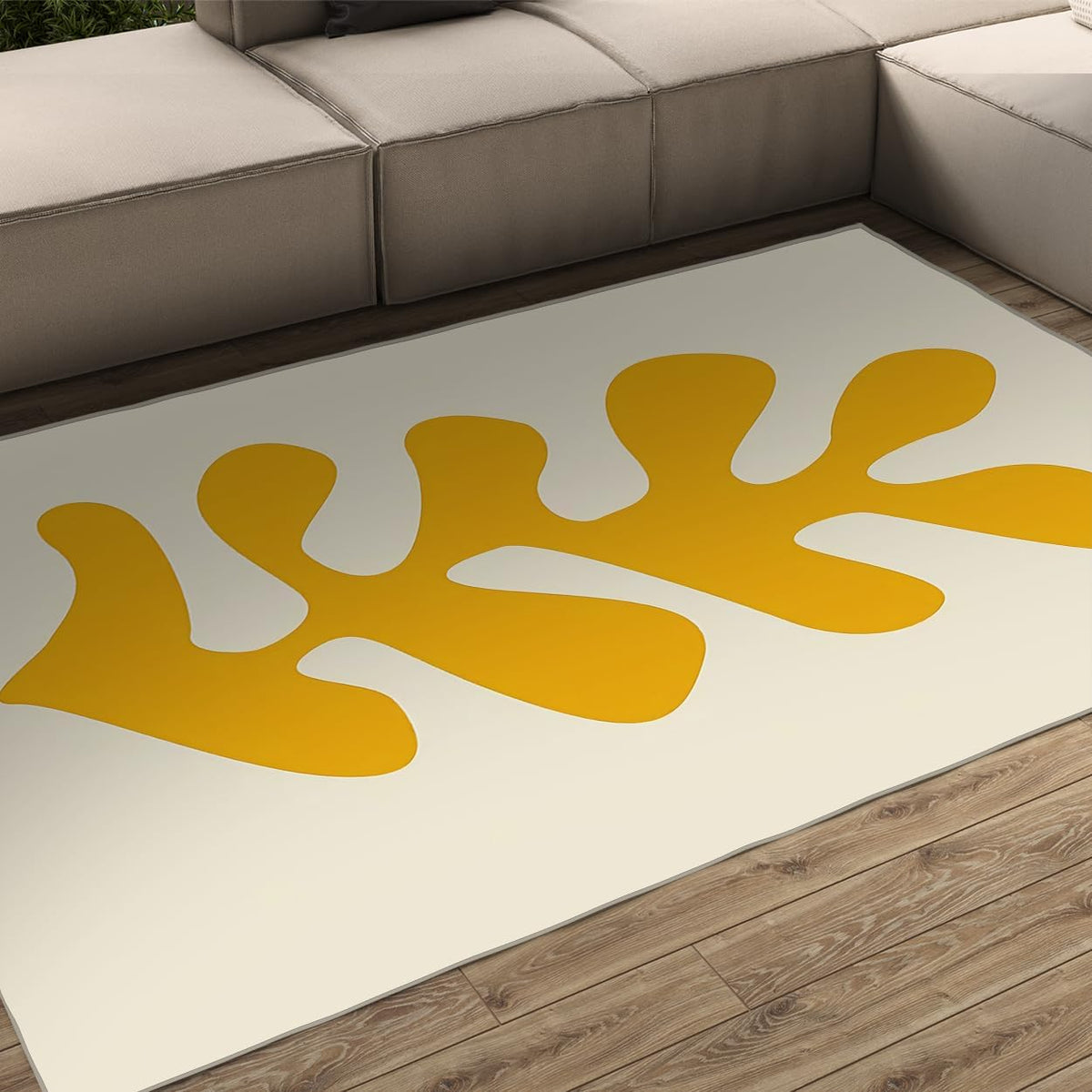 Modern Abstract Carpet 4'7" x 6'7" Minimalist Yellow Irregular Pattern Washable Area Rugs Classic Art Living Room Decor Rug for Office Hallway