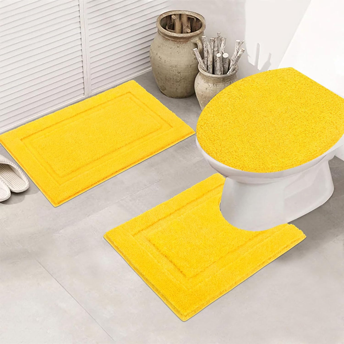 Bathroom Rugs Set with Toilet Lid Cover