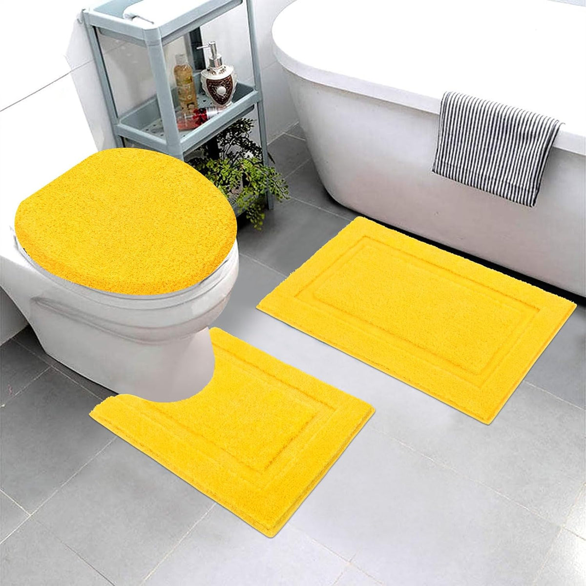 Bathroom Rugs Set with Toilet Lid Cover