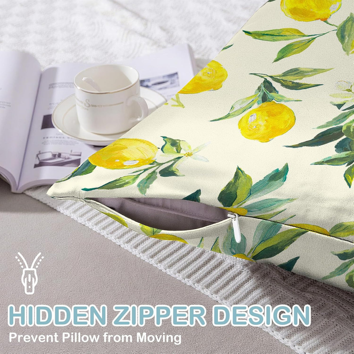 1 Pack Satin Pillowcase for Hair and Skin Yellow Lemon Retro Imitation Silk Pillowcase 20" x 36" with Hidden Zipper Soft Smooth Cooling Pillow Cover King Size for Bedroom Sofa